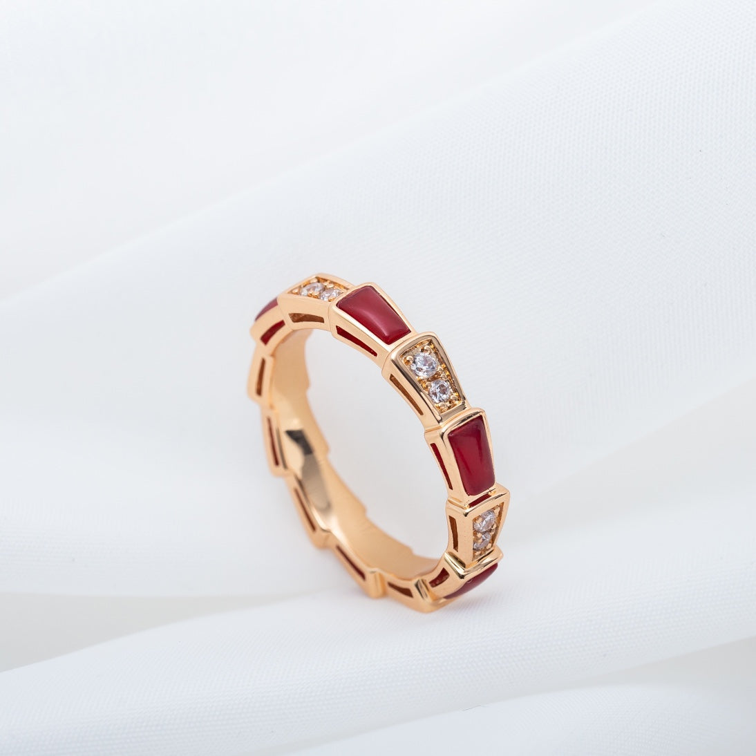 [Lucky Star]SERPENTI RING PINK GOLD CARNELIAN DIAMOND 3MM