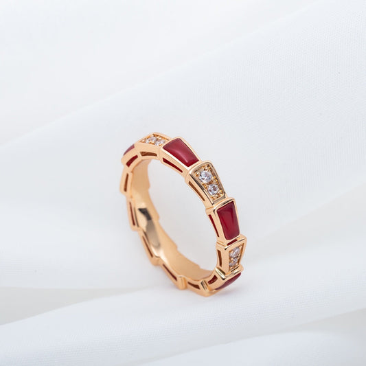 [Lucky Star]SERPENTI RING PINK GOLD CARNELIAN DIAMOND 3MM