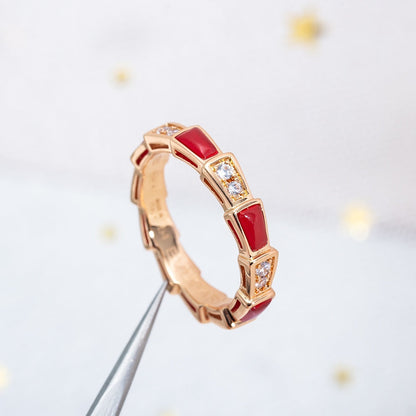 [Lucky Star]SERPENTI RING PINK GOLD CARNELIAN DIAMOND 3MM