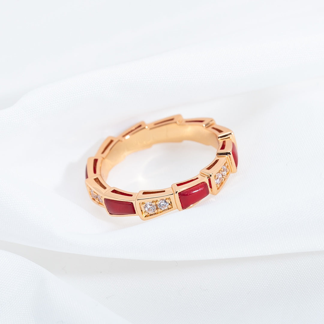 [Lucky Star]SERPENTI RING PINK GOLD CARNELIAN DIAMOND 3MM