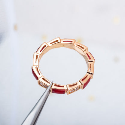 [Lucky Star]SERPENTI RING PINK GOLD CARNELIAN DIAMOND 3MM