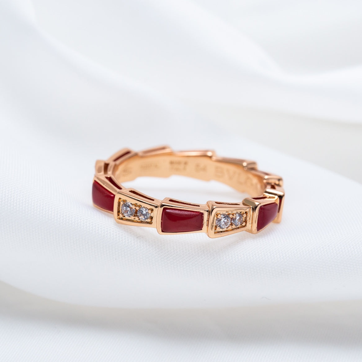 [Lucky Star]SERPENTI RING PINK GOLD CARNELIAN DIAMOND 3MM