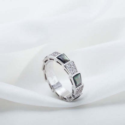 [Lucky Star]SERPENTI RING SILVER DIAMOND BLACK MOP 4MM