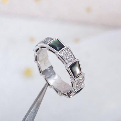 [Lucky Star]SERPENTI RING SILVER DIAMOND BLACK MOP 4MM