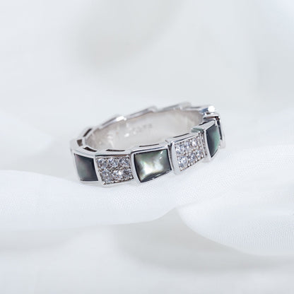 [Lucky Star]SERPENTI RING SILVER DIAMOND BLACK MOP 4MM