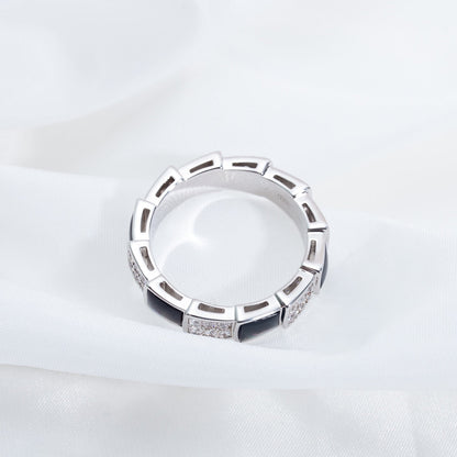 [Lucky Star]SERPENTI RING SILVER DIAMOND BLACK MOP 4MM