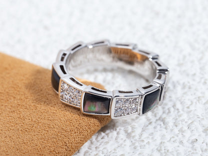 [Lucky Star]SERPENTI RING SILVER DIAMOND BLACK MOP 4MM