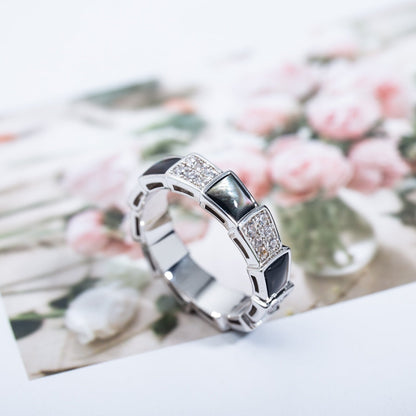 [Lucky Star]SERPENTI RING SILVER DIAMOND BLACK MOP 4MM