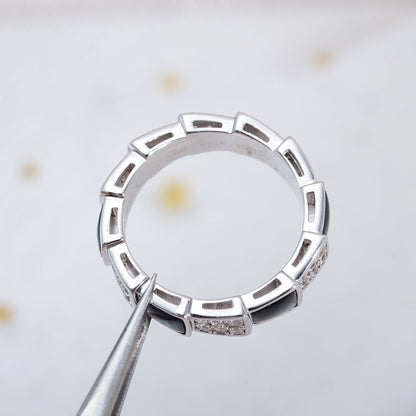 [Lucky Star]SERPENTI RING SILVER DIAMOND BLACK MOP 4MM
