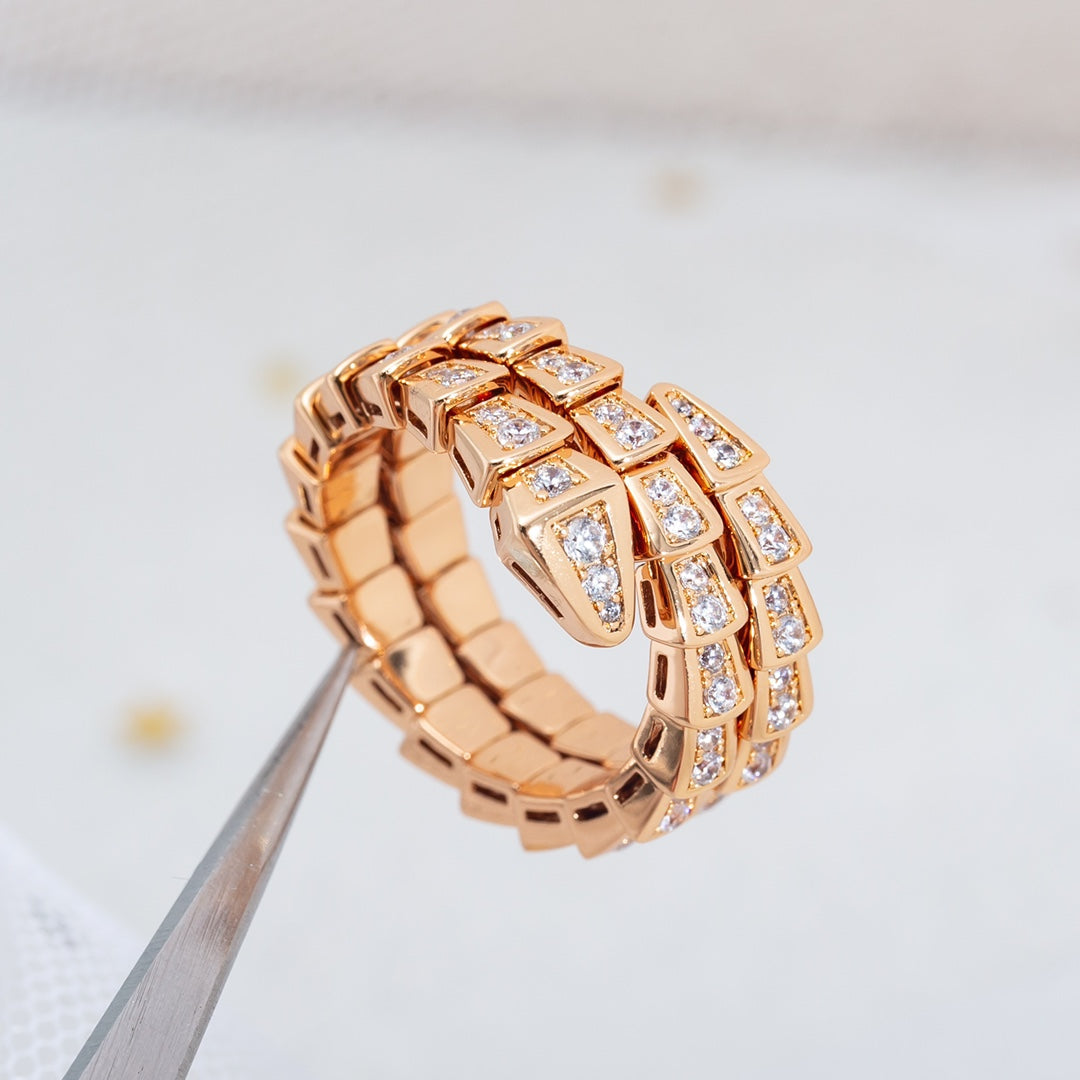 [Lucky Star]SERPENTI RING PINK GOLD DIAMOND DOUBLE ROW