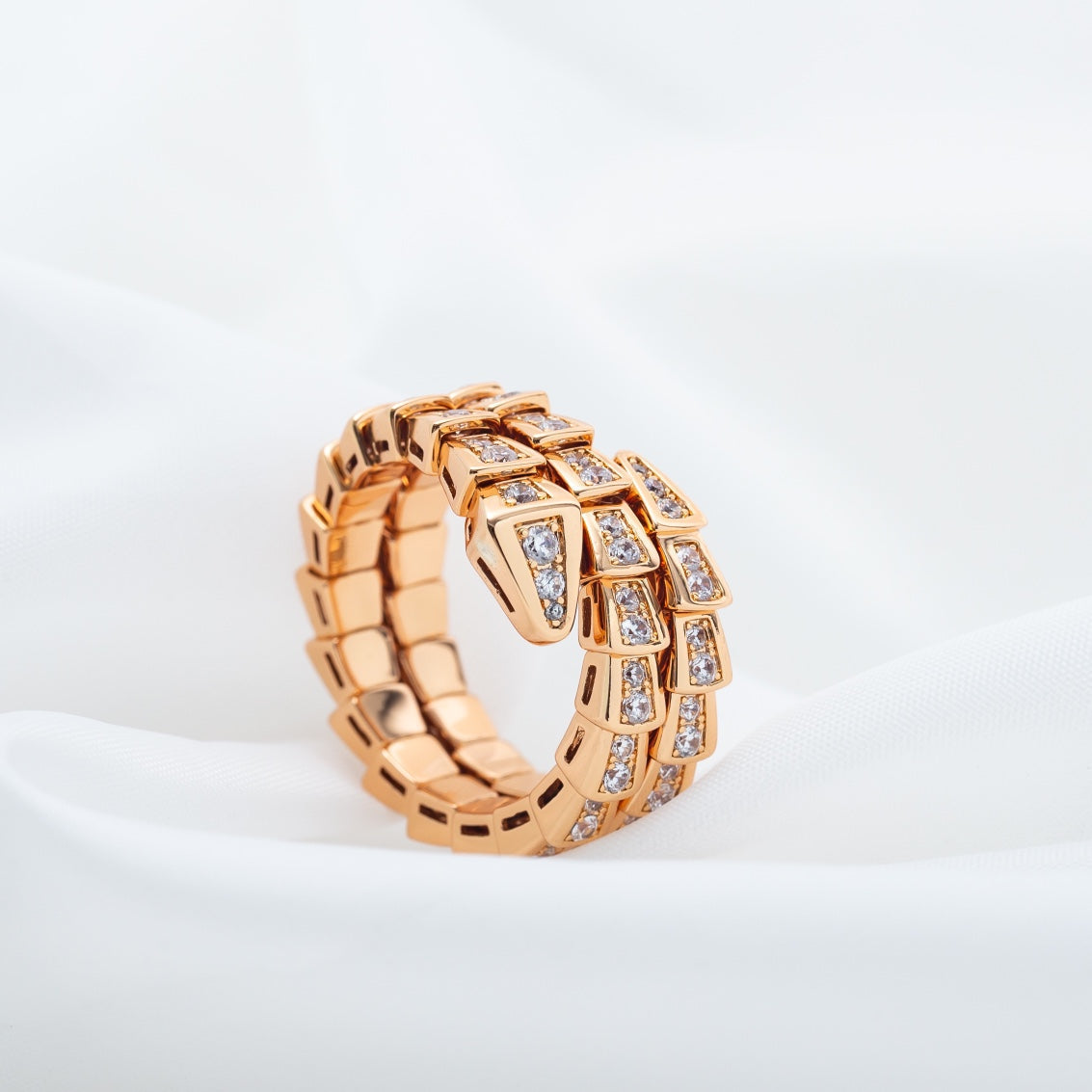 [Lucky Star]SERPENTI RING PINK GOLD DIAMOND DOUBLE ROW