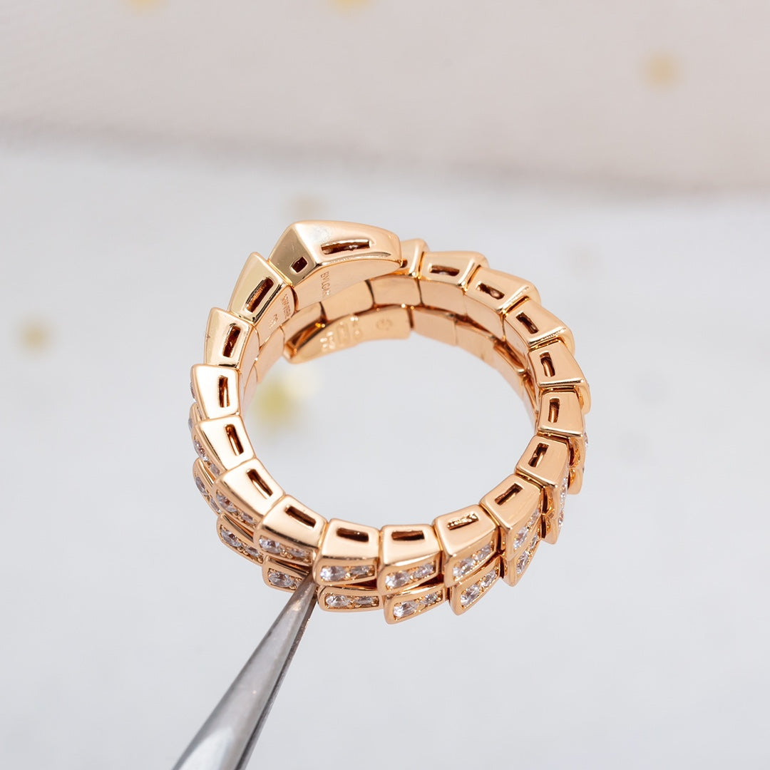 [Lucky Star]SERPENTI RING PINK GOLD DIAMOND DOUBLE ROW