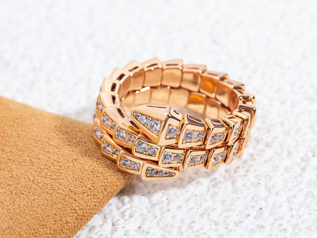 [Lucky Star]SERPENTI RING PINK GOLD DIAMOND DOUBLE ROW