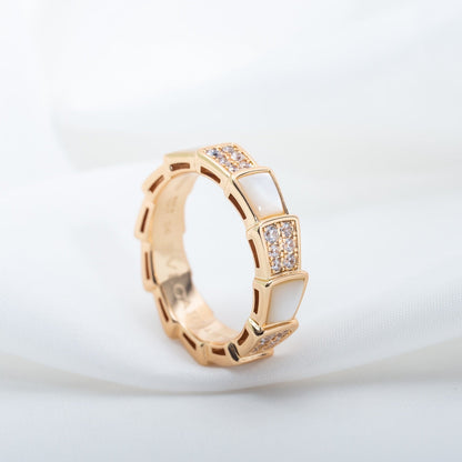 [Lucky Star]SERPENTI RING PINK GOLD MOP DIAMOND PAVED 4MM