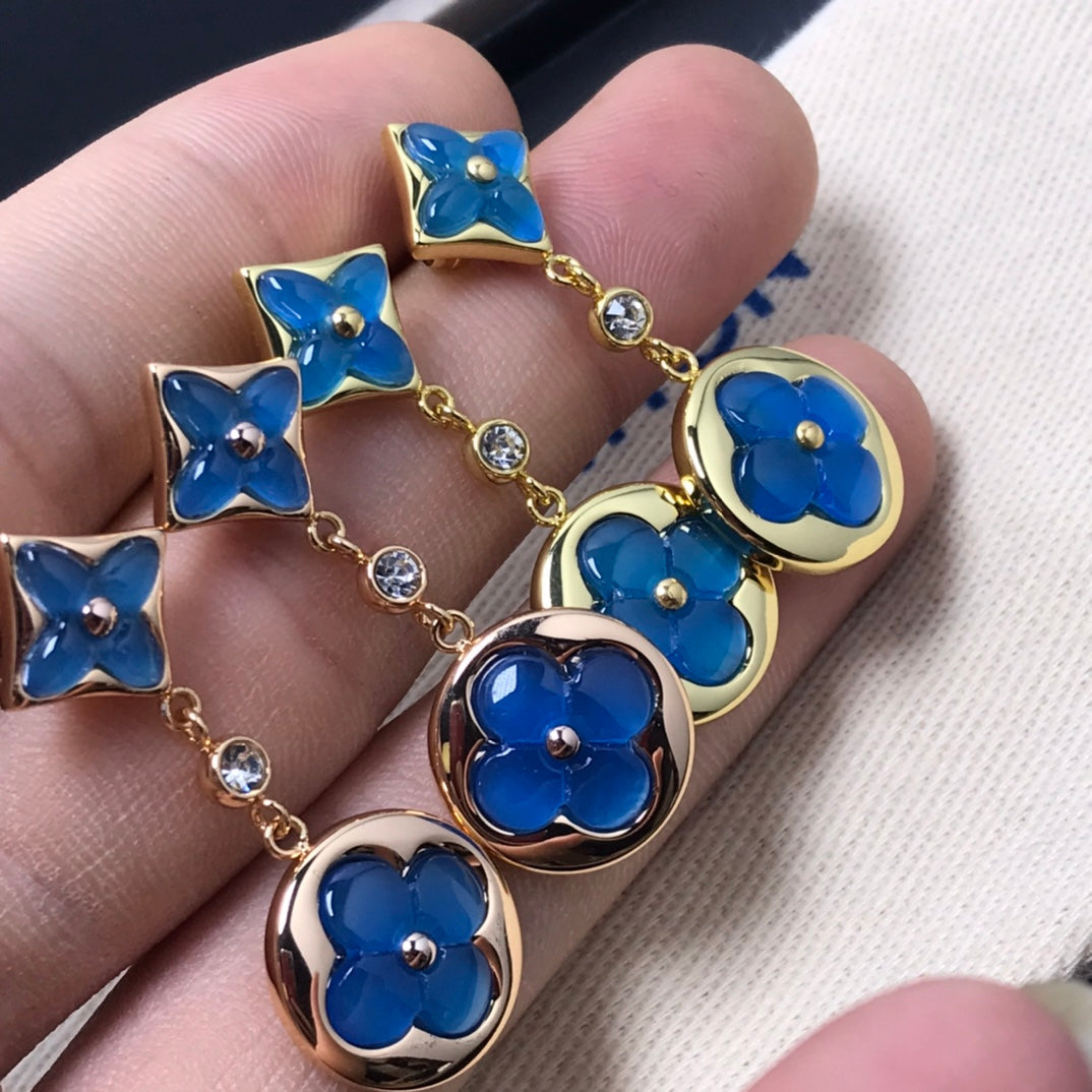 [Lucky Star]STAR AND SUN AGATE DIAMOND EARRINGS
