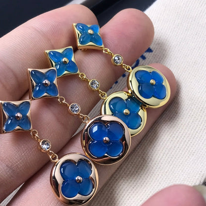 [Lucky Star]STAR AND SUN AGATE DIAMOND EARRINGS