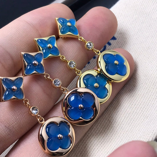 [Lucky Star]STAR AND SUN AGATE DIAMOND EARRINGS