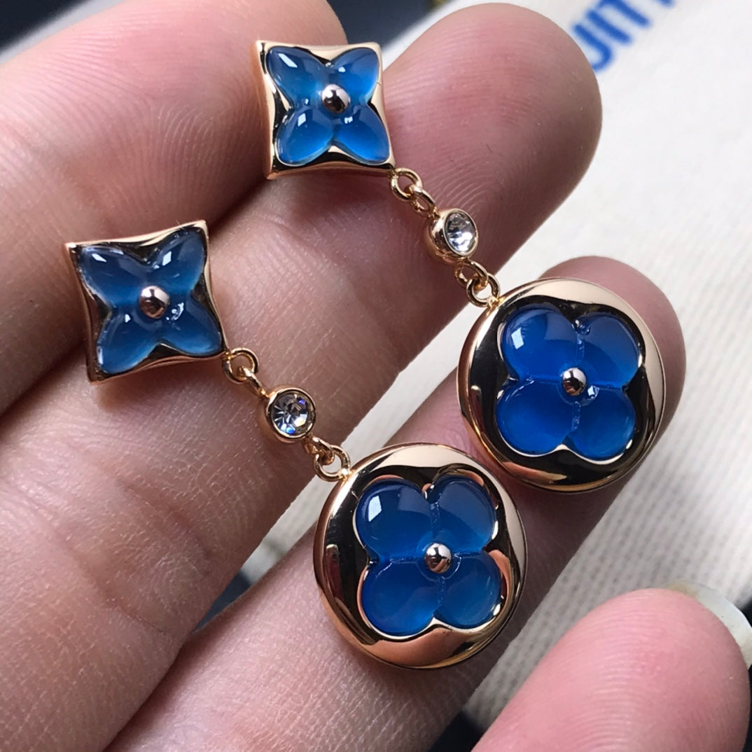 [Lucky Star]STAR AND SUN AGATE DIAMOND EARRINGS