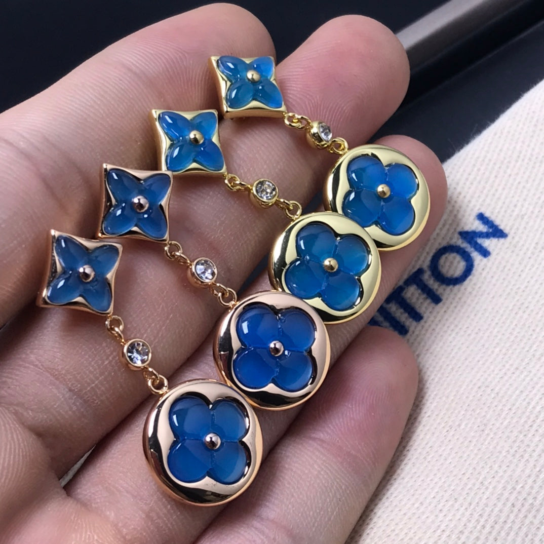 [Lucky Star]STAR AND SUN AGATE DIAMOND EARRINGS