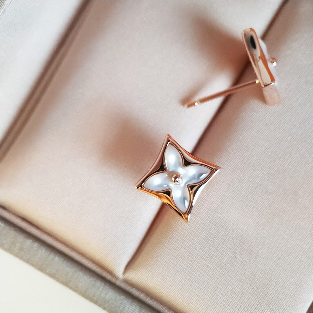 [Lucky Star]STAR MOP PINK GOLD EARRINGS