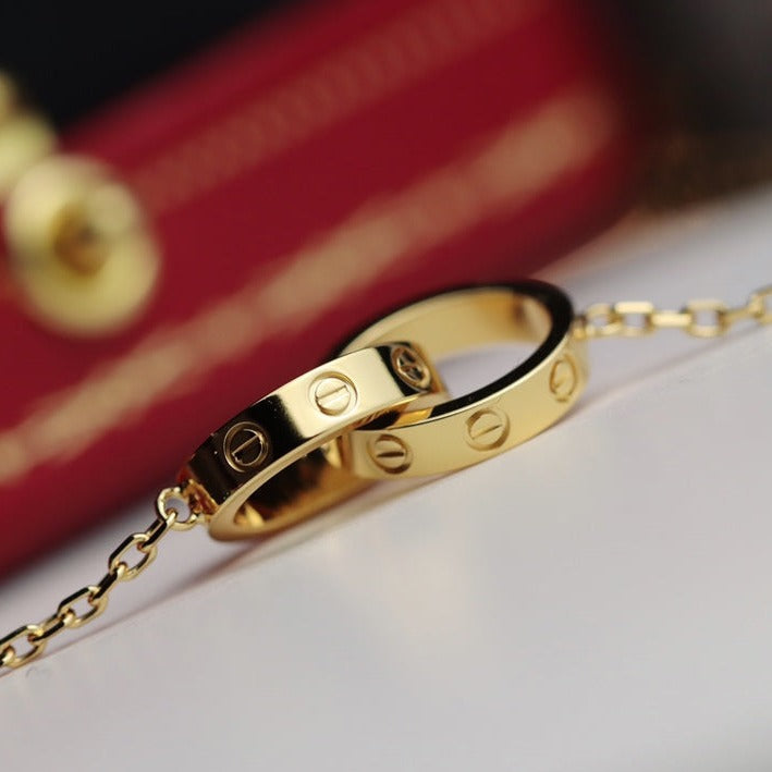 [Lucky Star]LOVE NECKLACE DOUBLE RING GOLD
