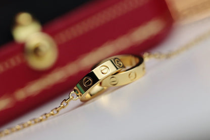 [Lucky Star]LOVE NECKLACE DOUBLE RING GOLD
