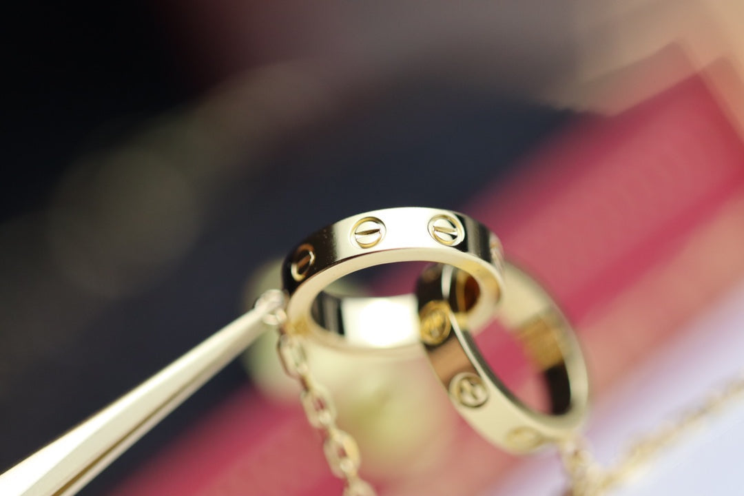 [Lucky Star]LOVE NECKLACE DOUBLE RING GOLD