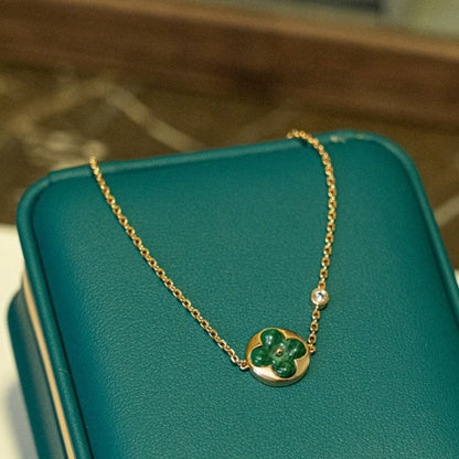 [Lucky Star]SUN MALACHITE 1 DIAMOND PINK GOLD BRACELET