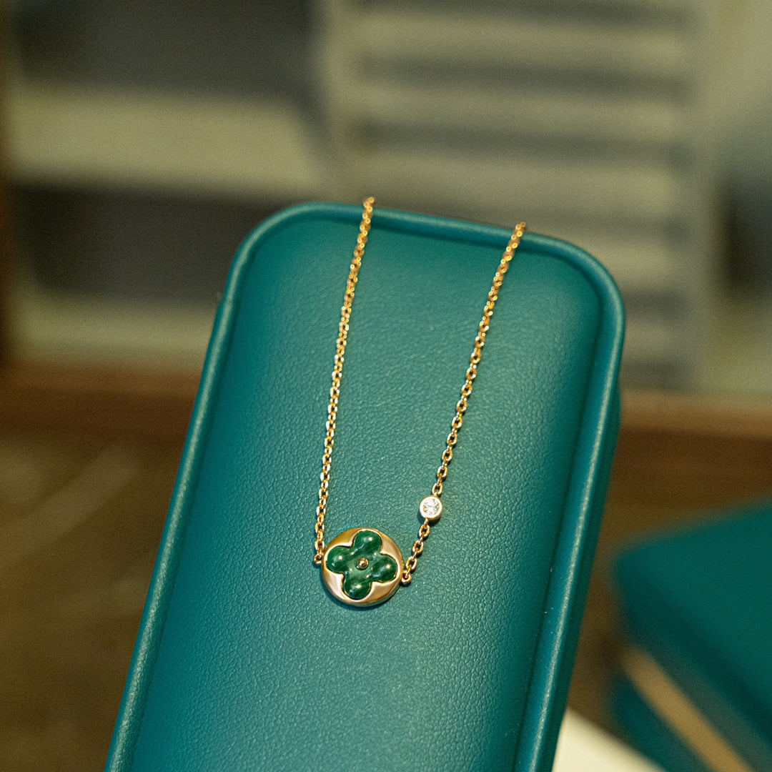[Lucky Star]SUN MALACHITE 1 DIAMOND PINK GOLD BRACELET