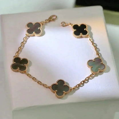 [Lucky Star]CLOVER 5 MOTIF GRAY MOP  BRACELET