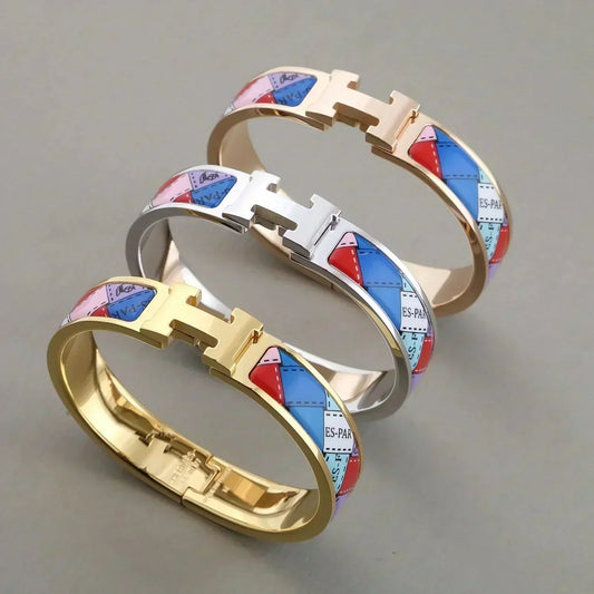 [Lucky Star]H BRACELET DOTTED BORDER 12MM