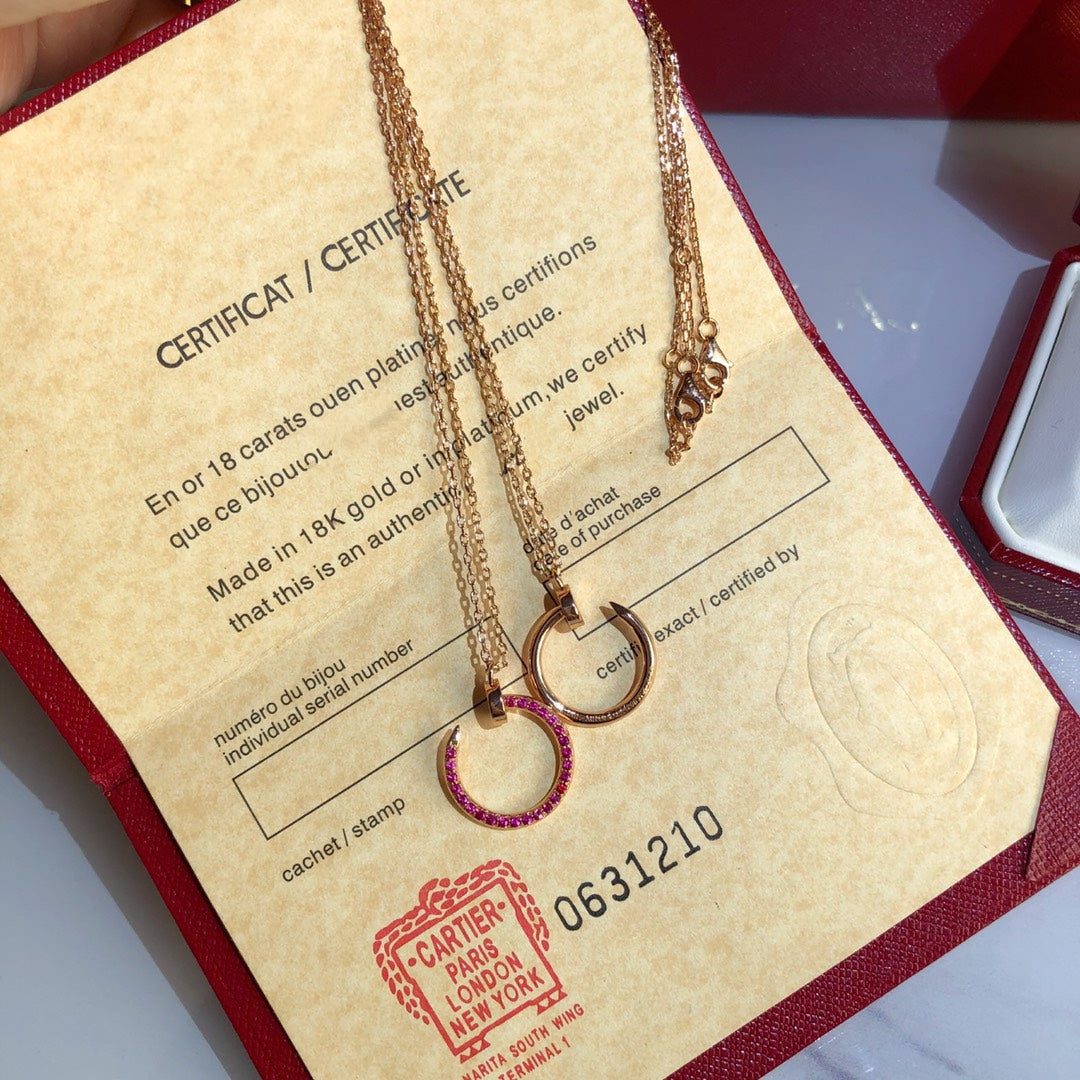 [Lucky Star]JUSTE NECKLACE GOLD RED DIAMONDS