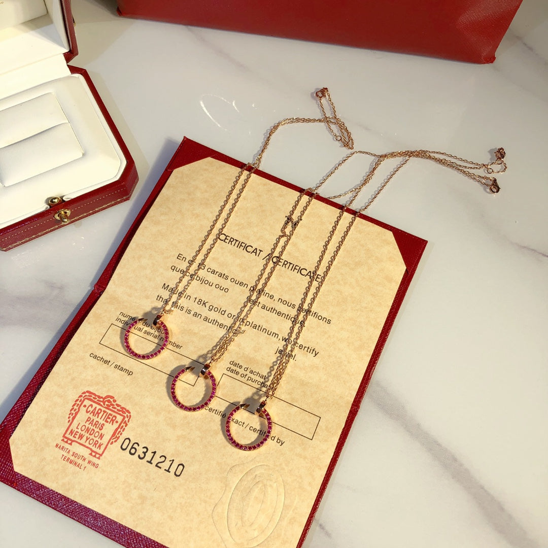 [Lucky Star]JUSTE NECKLACE GOLD RED DIAMONDS