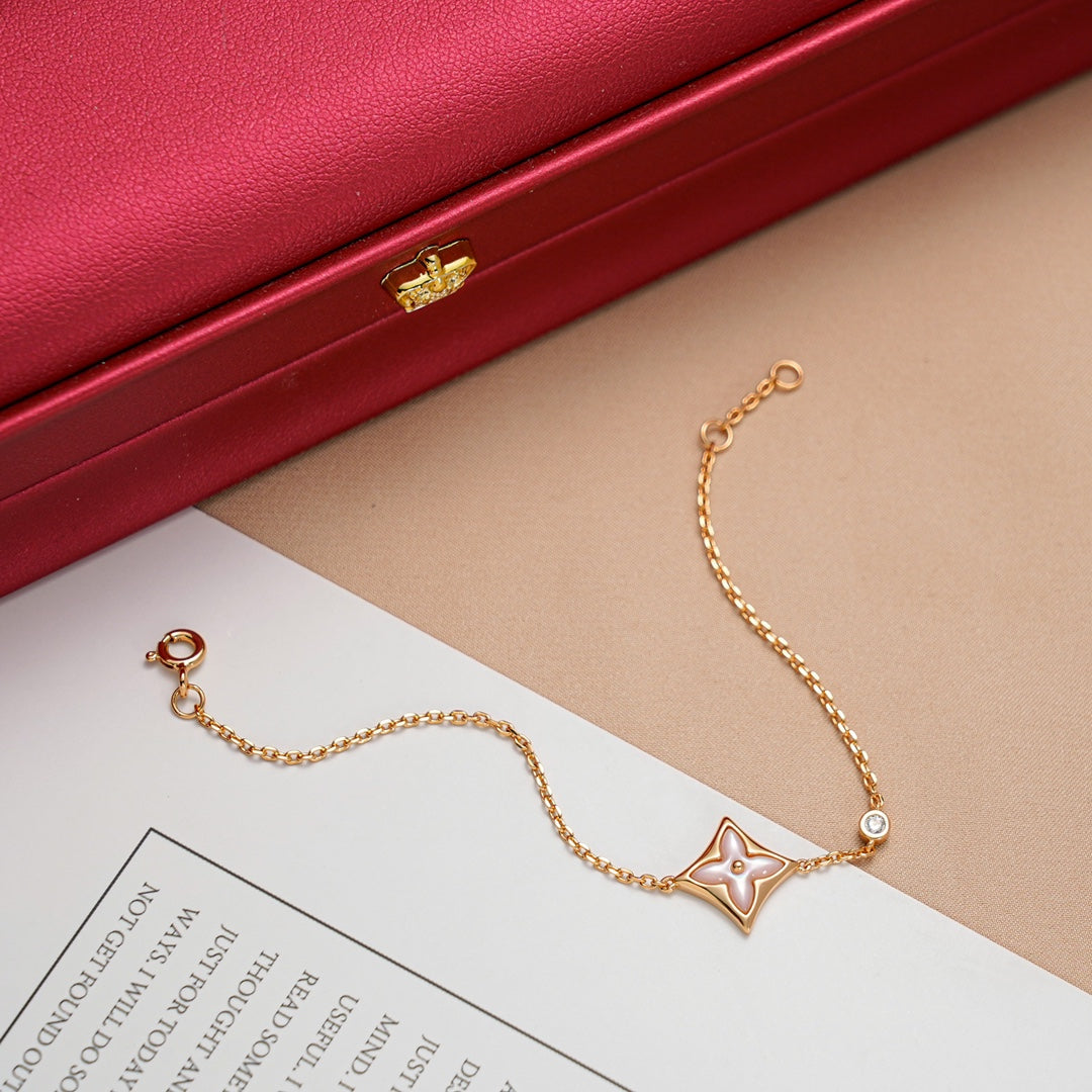 [Lucky Star]STAR 1 DIAMOND PINK GOLD BRACELET
