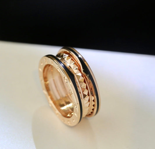 [Lucky Star]ZERO 1 PINK GOLD BLACK CERAMIC RING