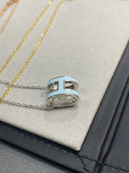 [Lucky Star]POP H LIGHT BLUE NECKLACE