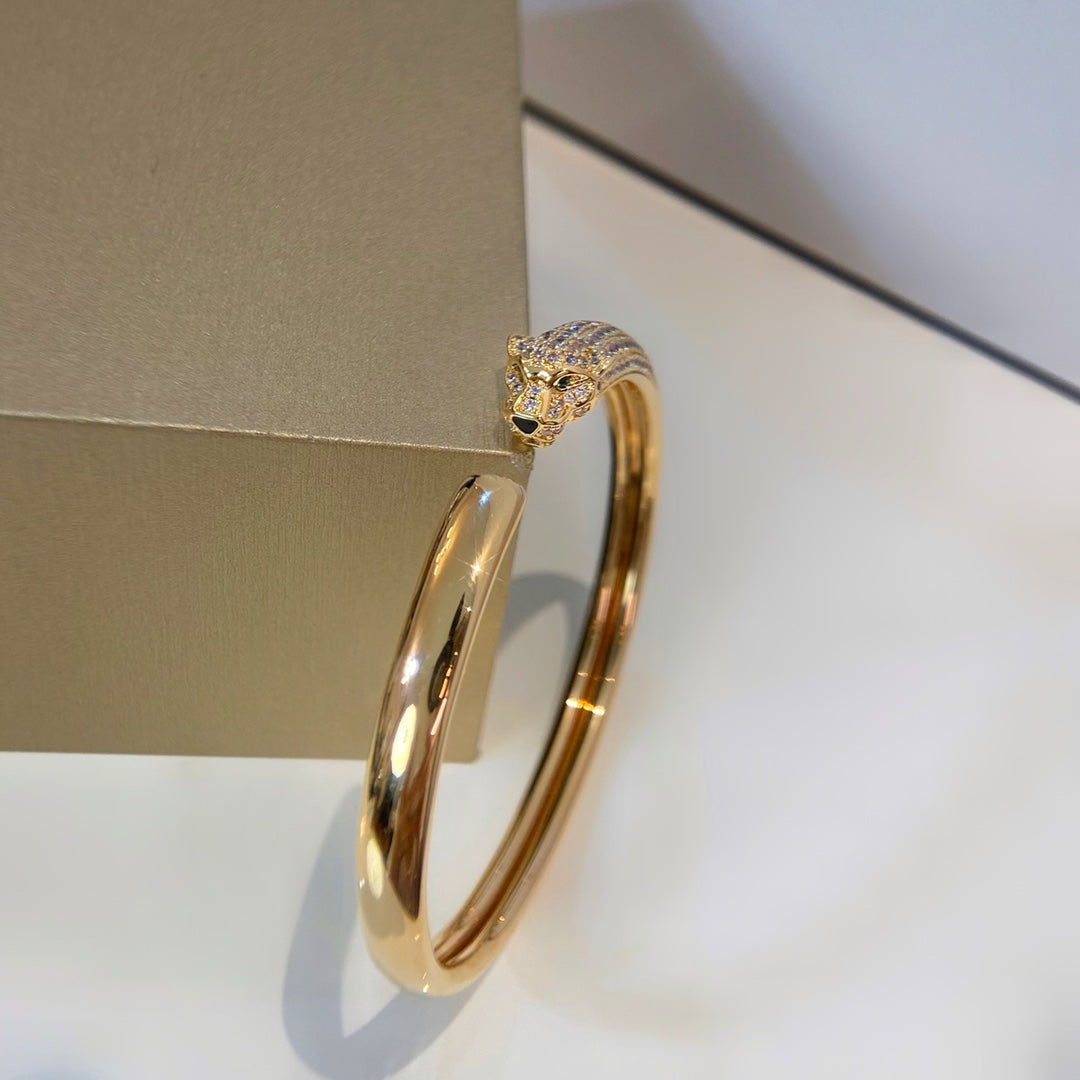 [Lucky Star]PANTHERE GOLD DIAMOND OPEN BRACELET