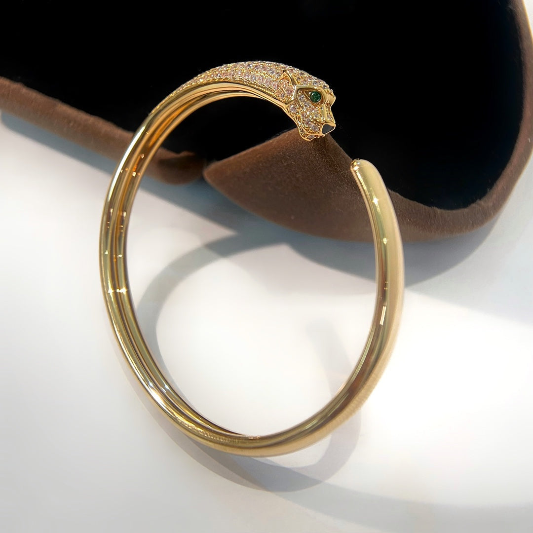 [Lucky Star]PANTHERE GOLD DIAMOND OPEN BRACELET