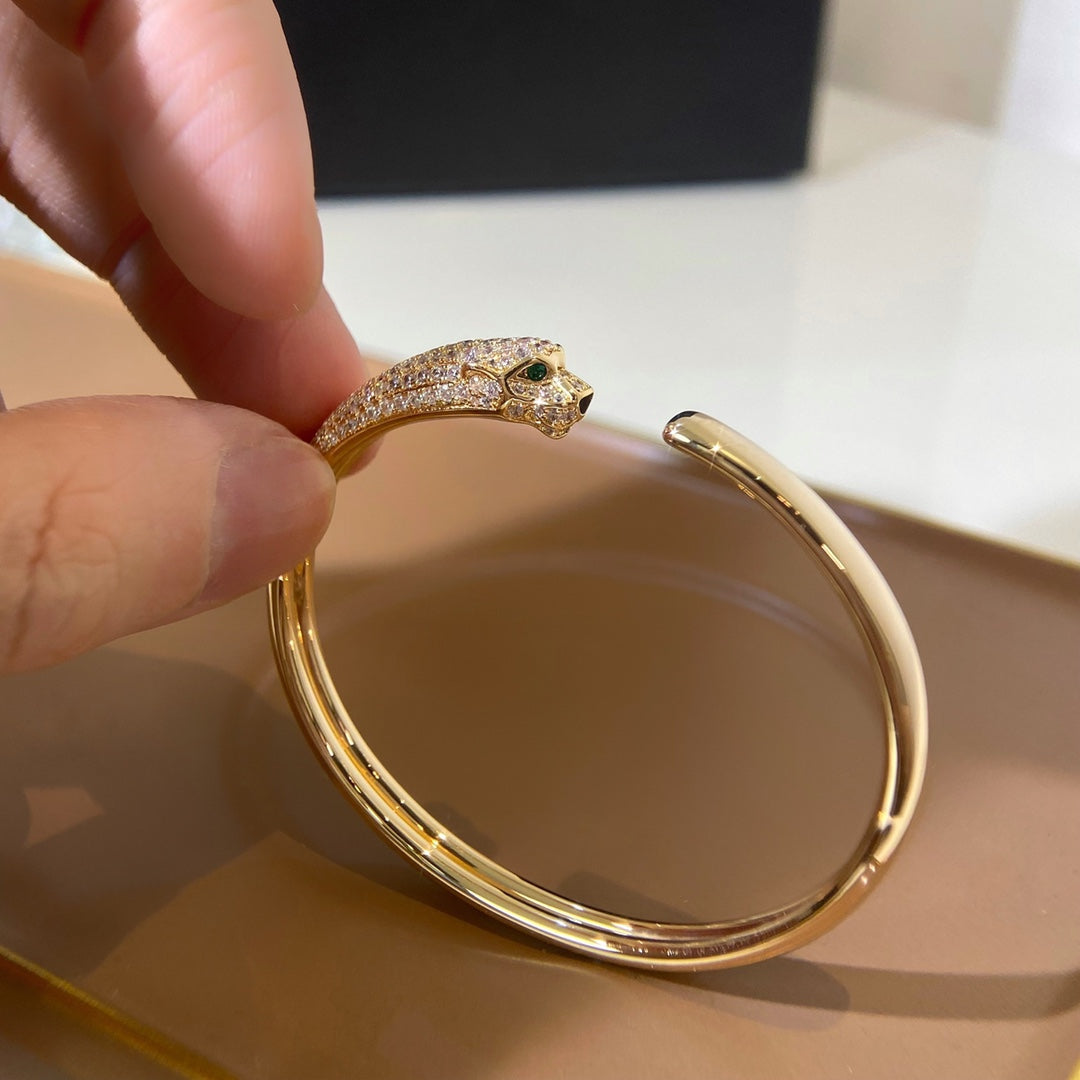 [Lucky Star]PANTHERE GOLD DIAMOND OPEN BRACELET