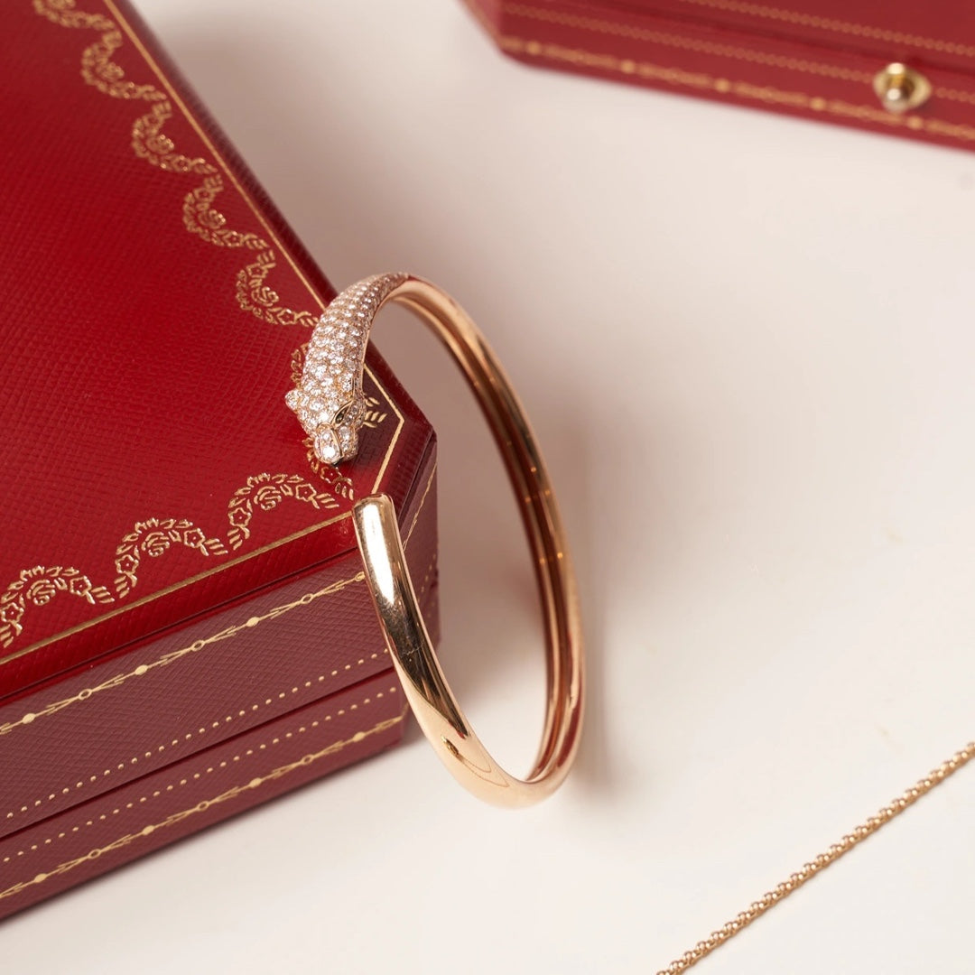 [Lucky Star]PANTHERE ROSE GOLD DIAMOND OPEN BRACELET