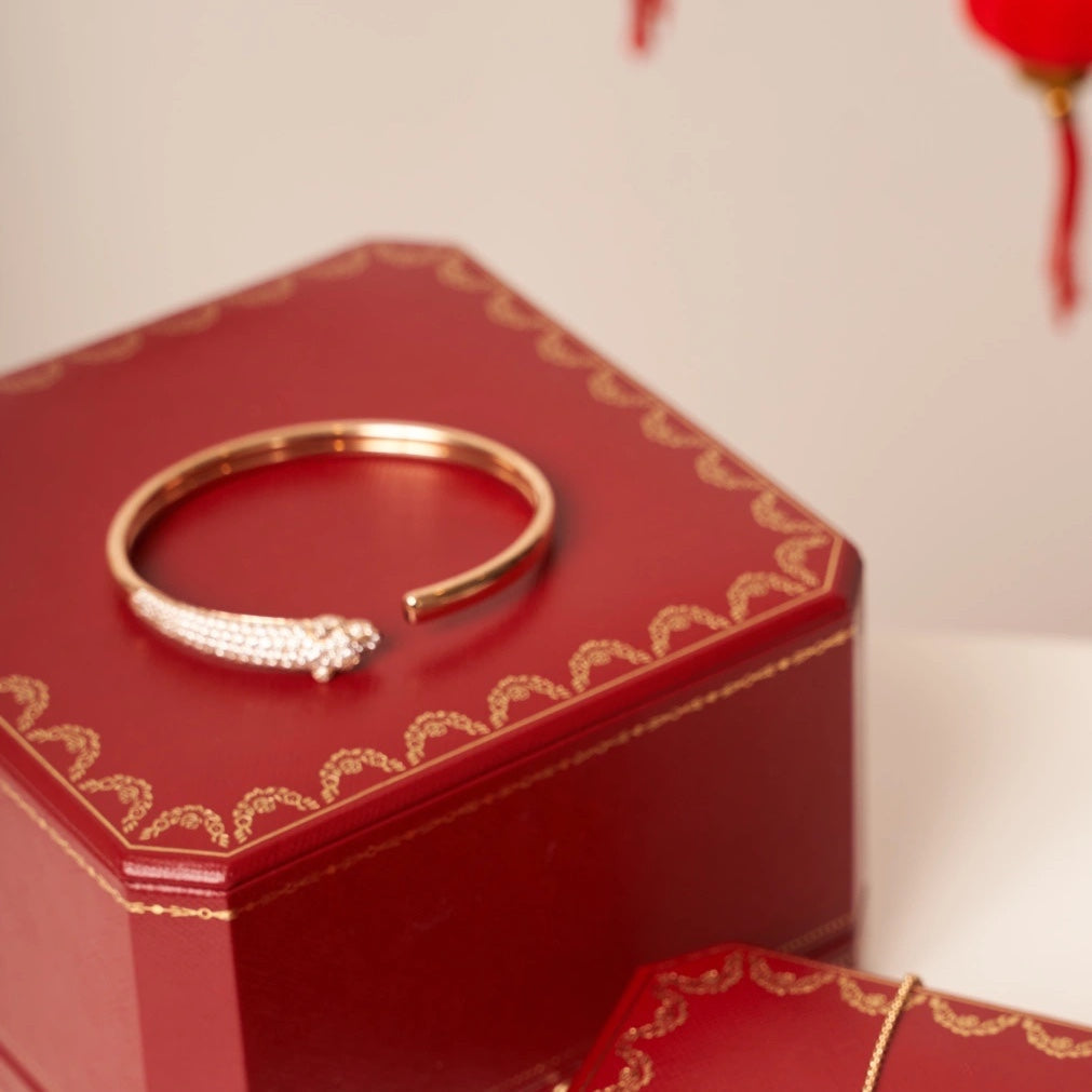 [Lucky Star]PANTHERE ROSE GOLD DIAMOND OPEN BRACELET