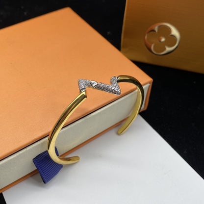 [Lucky Star]VOLTE UPSITE DOWN DIAMOND GOLD OPEN BRACELET
