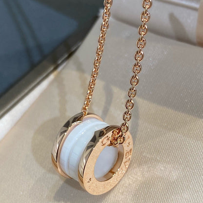 [Lucky Star]ZERO 1 WHITE CERAMIC PINK GOLD NECKLACE