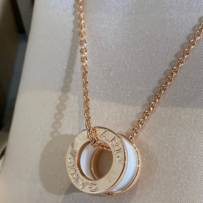 [Lucky Star]ZERO 1 WHITE CERAMIC PINK GOLD NECKLACE