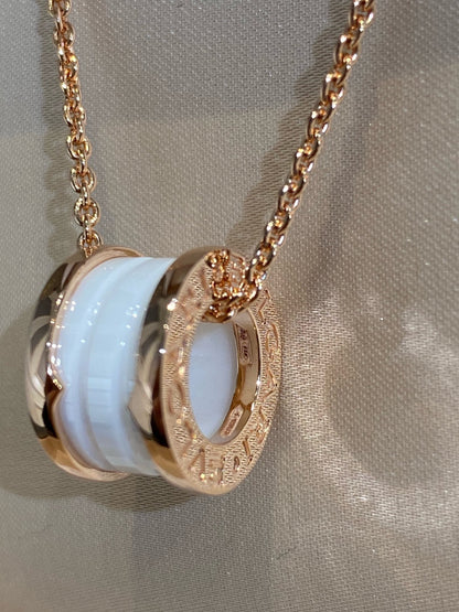 [Lucky Star]ZERO 1 WHITE CERAMIC PINK GOLD NECKLACE