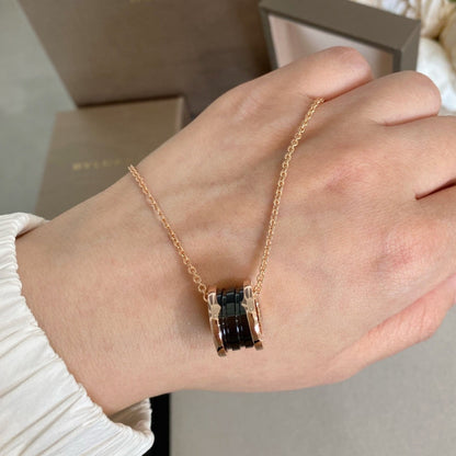 [Lucky Star]ZERO 1 BLACK CERAMIC PINK GOLD NECKLACE