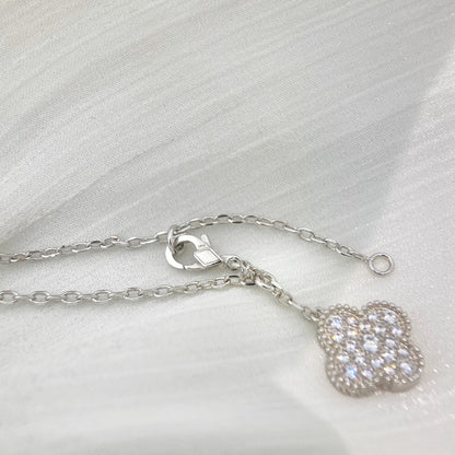 [Lucky Star]CLOVER 5 MOTIFS SILVER DIAMONDS NECKLACE