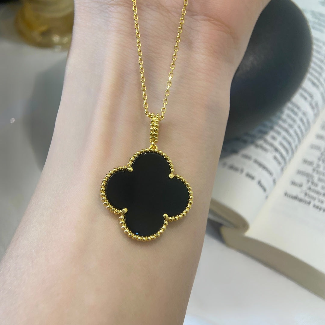[Lucky Star]CLOVER 25MM NECKLACE GOLD ONYX