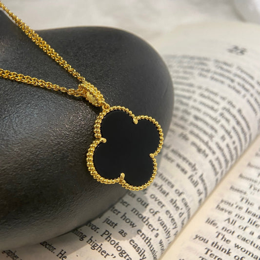 [Lucky Star]CLOVER 25MM NECKLACE GOLD ONYX