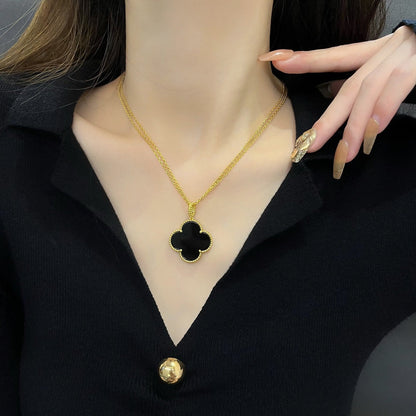 [Lucky Star]CLOVER 25MM NECKLACE GOLD ONYX